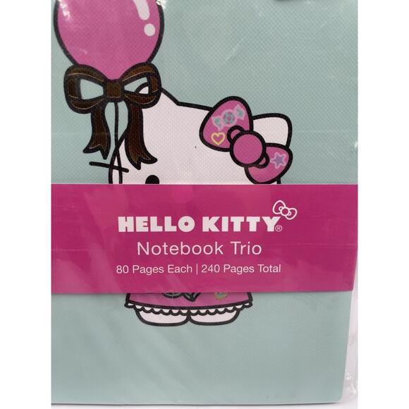 2024 Sanrio Hello Kitty Notebook 3-Pk Ruled 80 Pages Each Balloons & Bows NEW - Picture 2 of 7